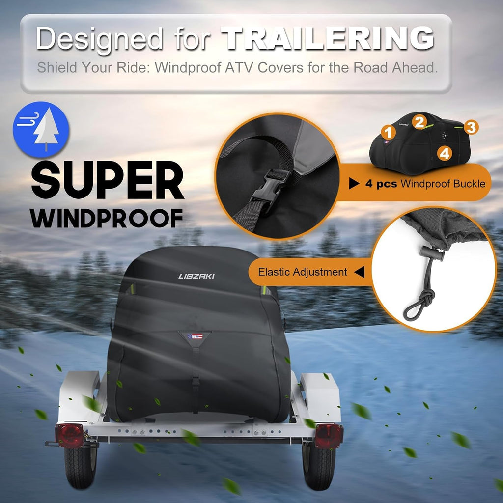 600D ATV Cover Waterproof Heavy Duty Trailerable 4 Wheeler Quad All Season Weather Proof Outdoor UV Protection for