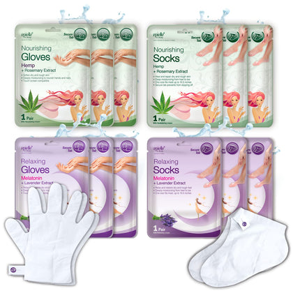 Relaxing & Nourishing Hand & Foot Masks, Soften Dry, Overworked Skin, Self Care Gifts for Women, Spa Kit, 6