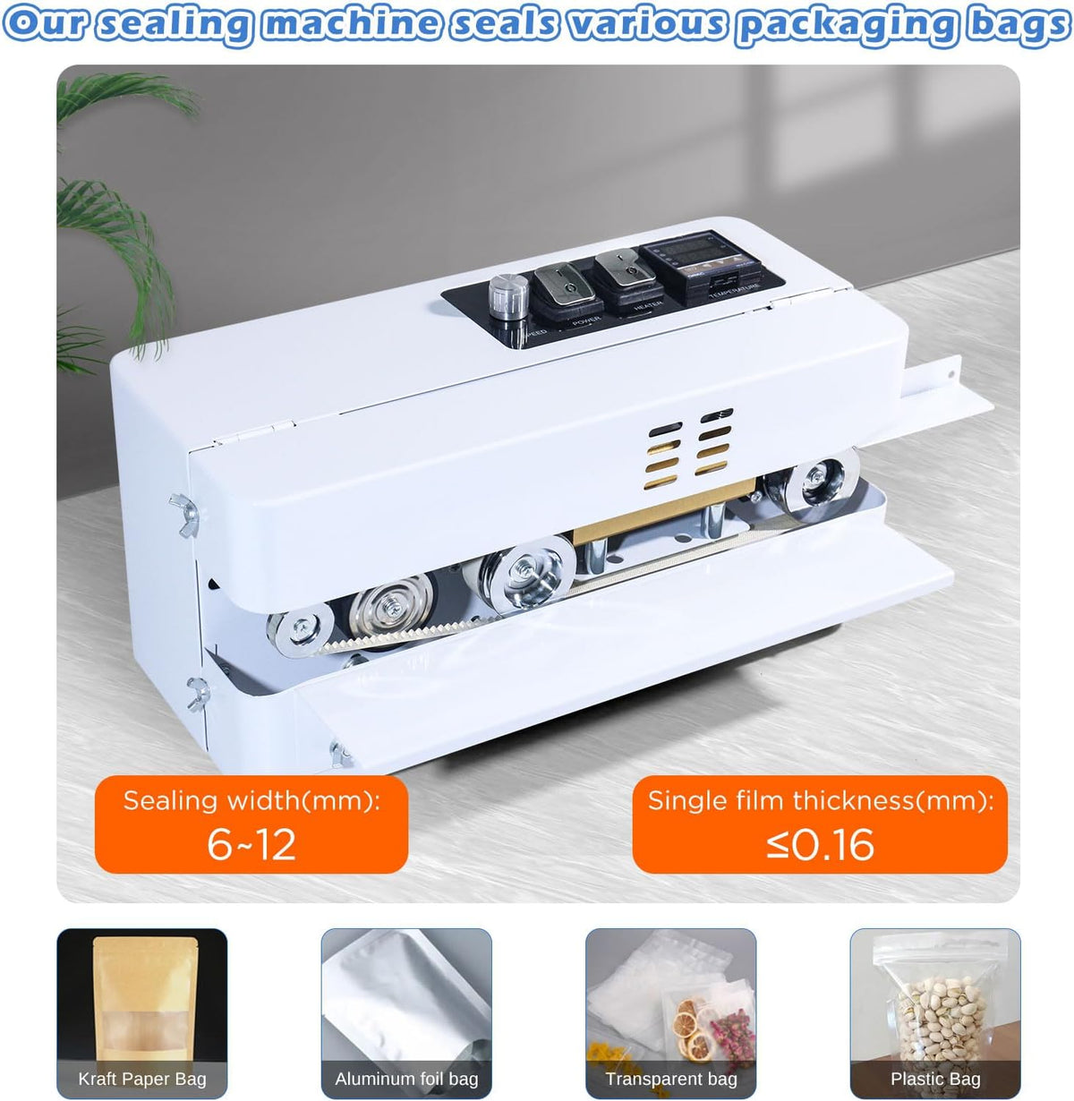 Commercial Heat Sealer Machine, Automatic Continuous Band Sealing Machine