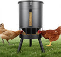 50LB Metal Chicken Feeder - Anti-Waste Design, 16 Ports, Black