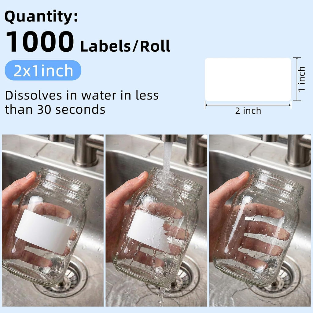 2" x 1" Thermal Labels 1000 Dissolvable Labels