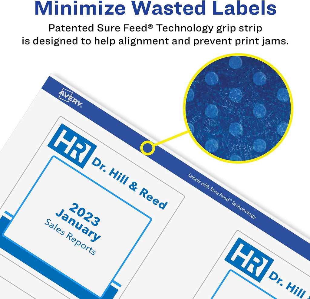 Matte White Removable Square Labels, Sure Feed Technology, Print-to-The-Edge, 3" x 3", 90 Removable Labels