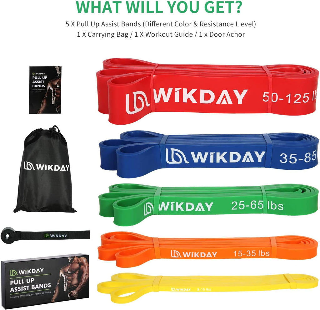 Resistance Bands, Pull Up Bands, Workout Bands for Exercise, Thick Heavy Resistance Band Set with Door Anchor