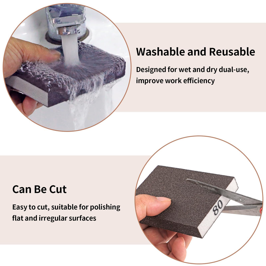 8 Pack Sanding Sponge Block, Wet Dry Sandpaper Sand Paper for Drywall Wood