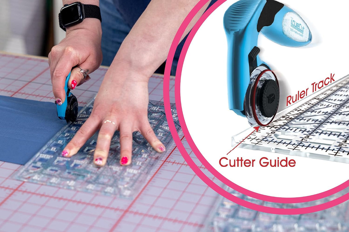 TrueCut My Comfort Rotary Cutter - 45mm Ergonomic Wheel Cutter for Fabric, Quilting, Sewing, Crafting - Left or
