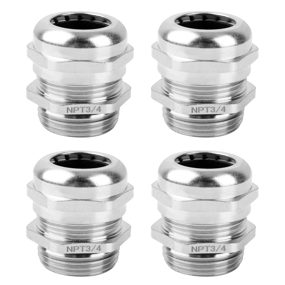 4 Pcs 3/4" NPT Nickel-Plated Copper Cable Gland