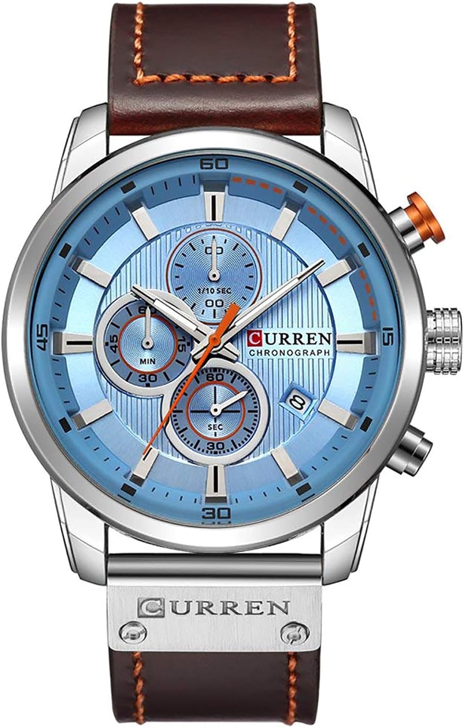 Men Chronograph Sport Watches Brown Leather Strap Quartz Watch | Business Casual Wrist Watch for