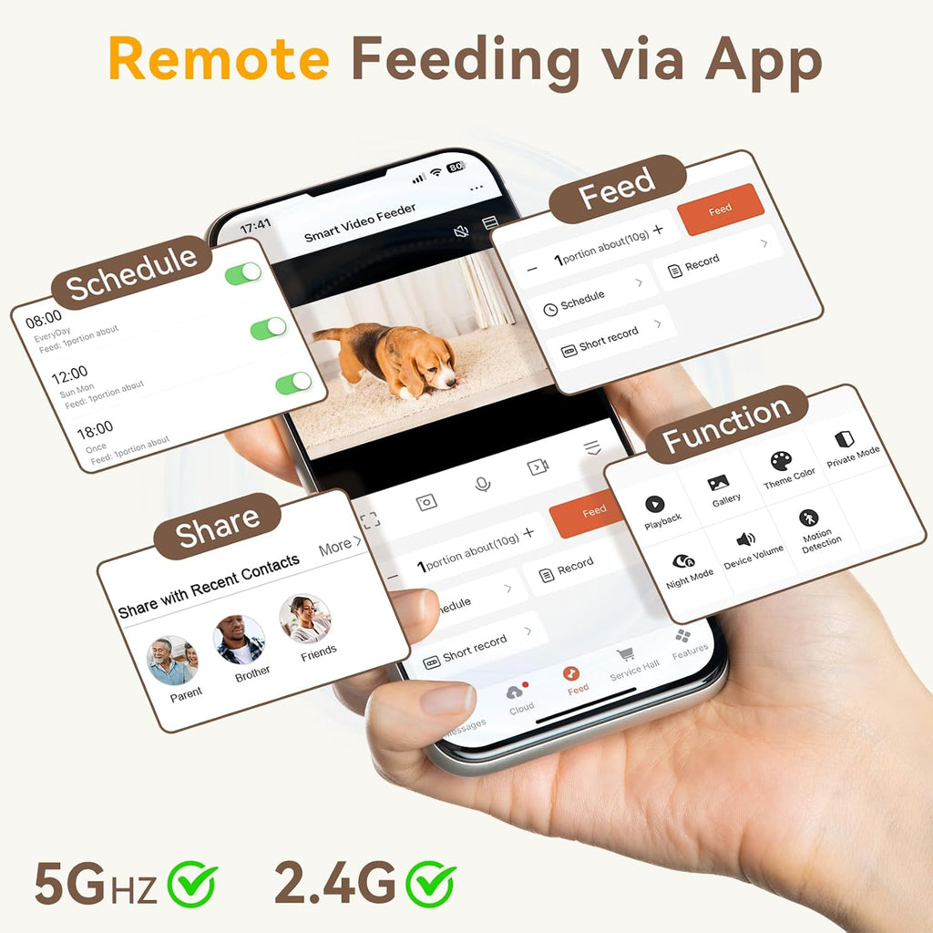 Automatic Dog Feeder with Camera: 8L/33 Cups 5G WiFi