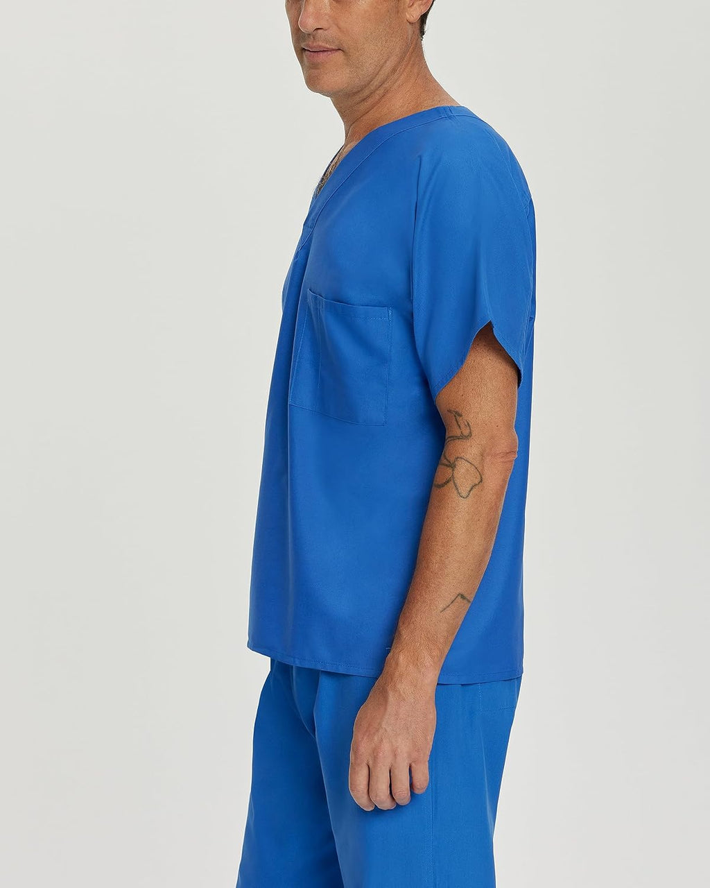 Essentials Unisex Relaxed Fit 1-Pocket V-Neck Scrub Top 7502 Royal Blue