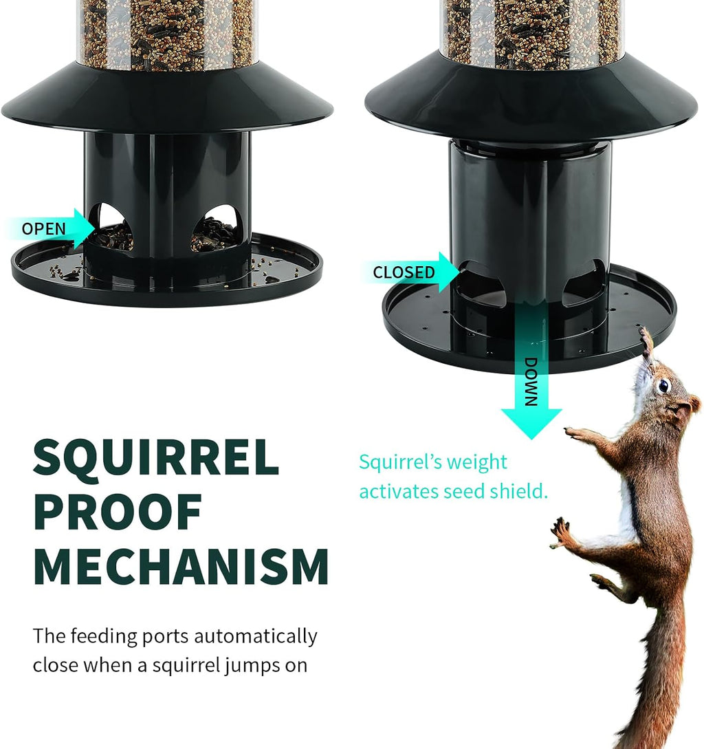 Squirrel-Proof Bird Feeder 360° Feeding Perch Tray for Outdoor Hanging