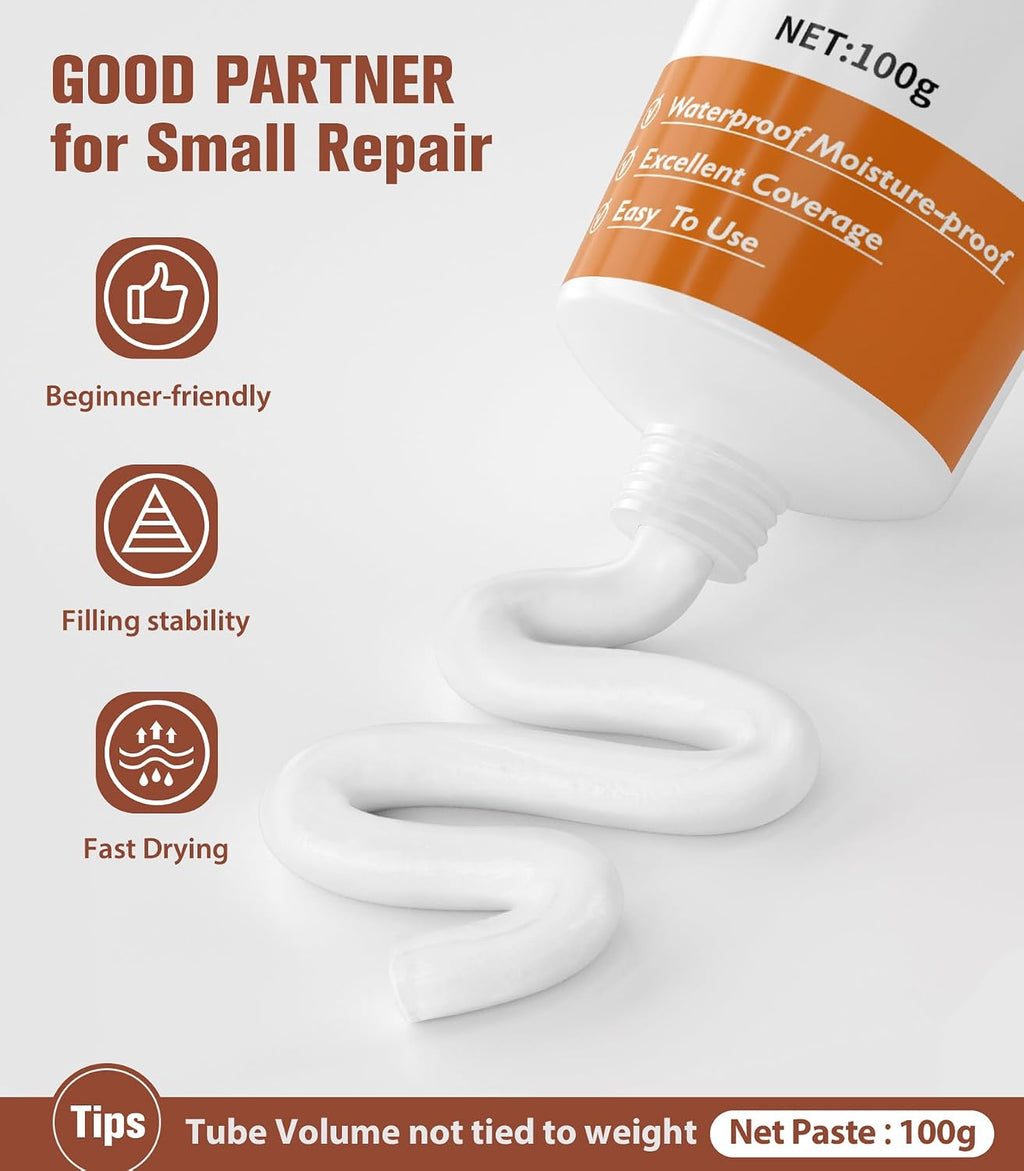 Drywall Repair Kit,2 Pack Wall Repair Paste for Wall Holes & Cracks | 4 Wall Patches,2 Scraper,4 Sandpapers,Quick