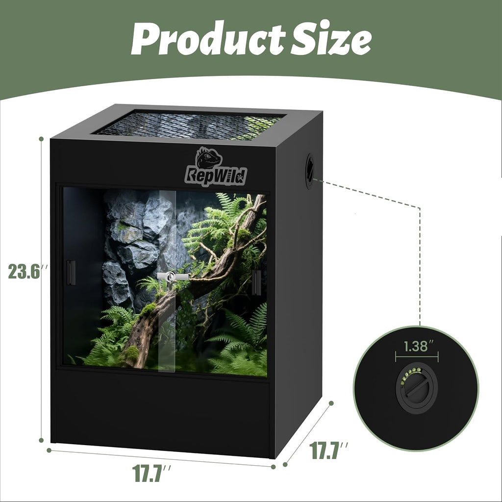 33 Gallon PVC Tall Reptile Terrarium, 18x18x24 Arboreal Enclosure | Vertical Habitat Enclosure with Sliding Door &