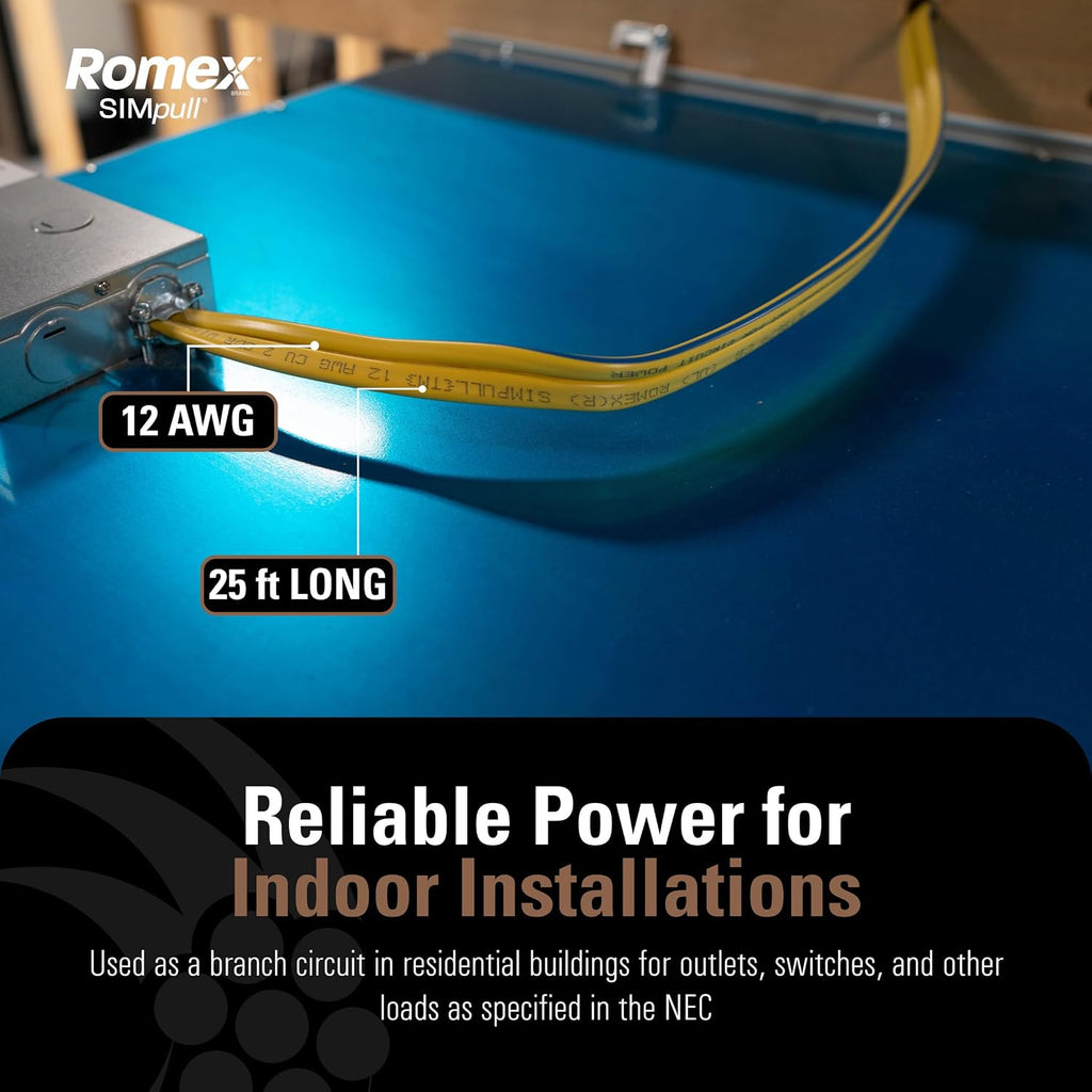 Romex SIMpull 25 ft. 12/2 Solid CU NM-B W/G Wire, 28828221
