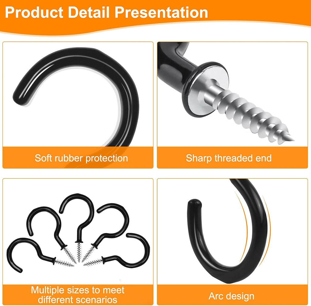 Cup Screw Hooks,1-1/2 inch Vinyl Coated Ceiling 45 Pack Screw in Hooks Plant Hanger Kitchen Cup Hooks Great for