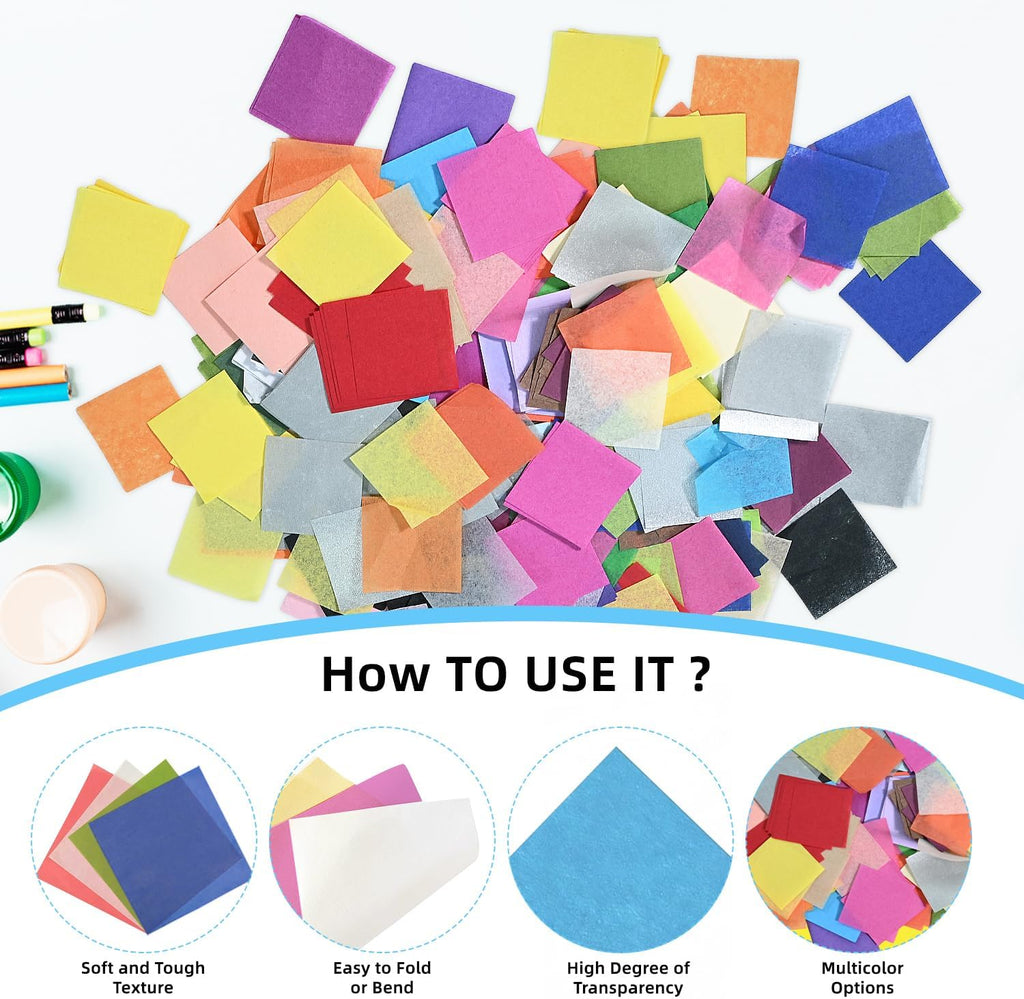 Tissue Paper Squares, Colored Tissue Paper for Crafts, 5400 Pcs 1 Inch