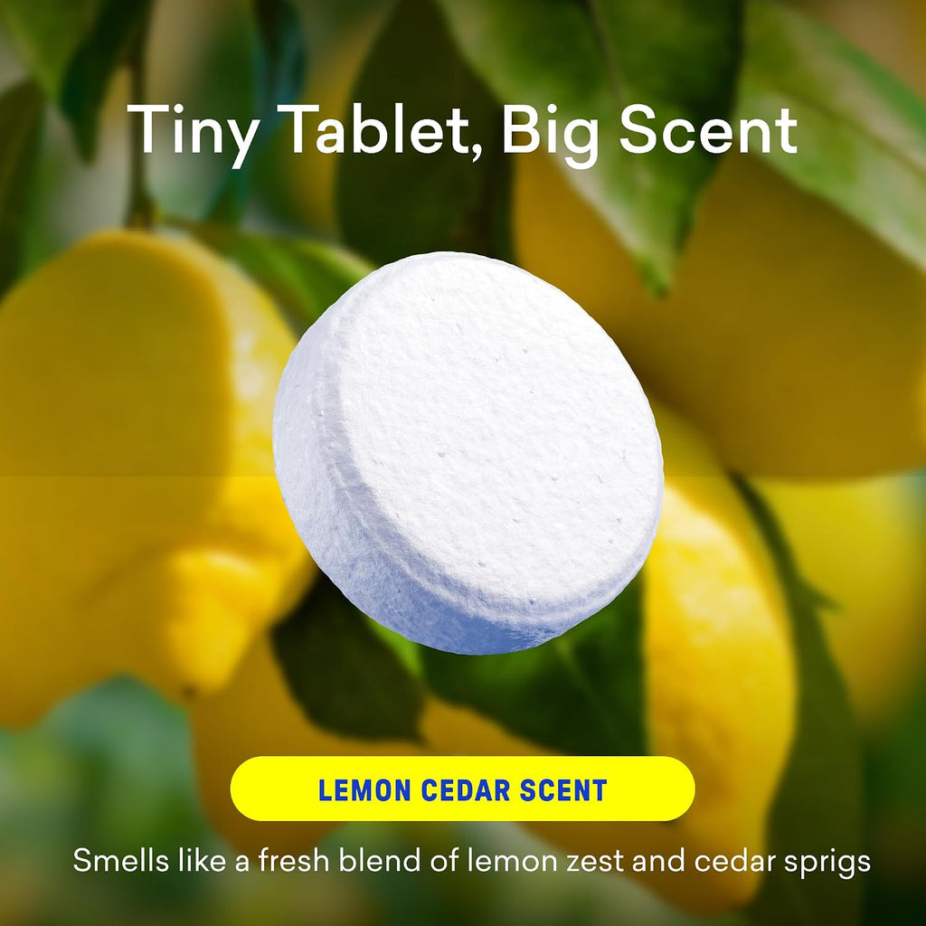 100% Plastic Free Toilet Bowl Cleaner Tablets Set, Lemon Cedar