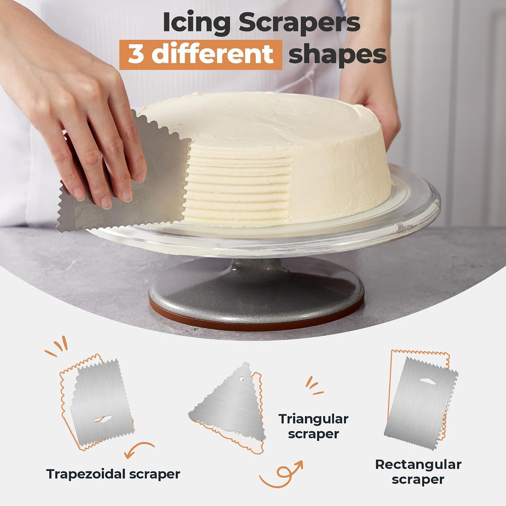 12" Aluminum Cake Turntable Set, Rotating Cake Stand for Decorating