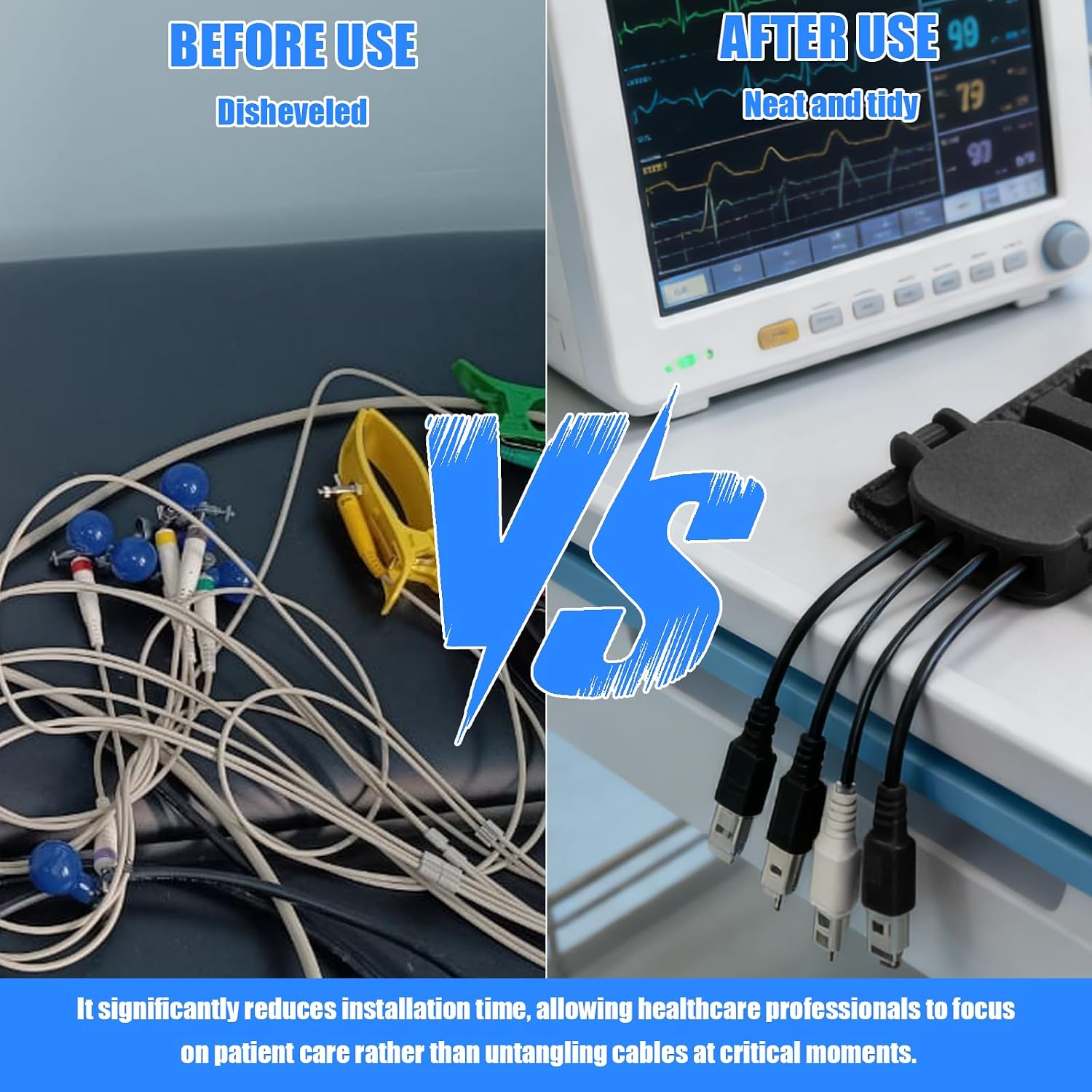 12-Lead Cable Organizer, 2PC Cord Holder, 4-Slot and 6-Slot Wire Organizer for ECG Leads & EKG Machines, Tangle-Free