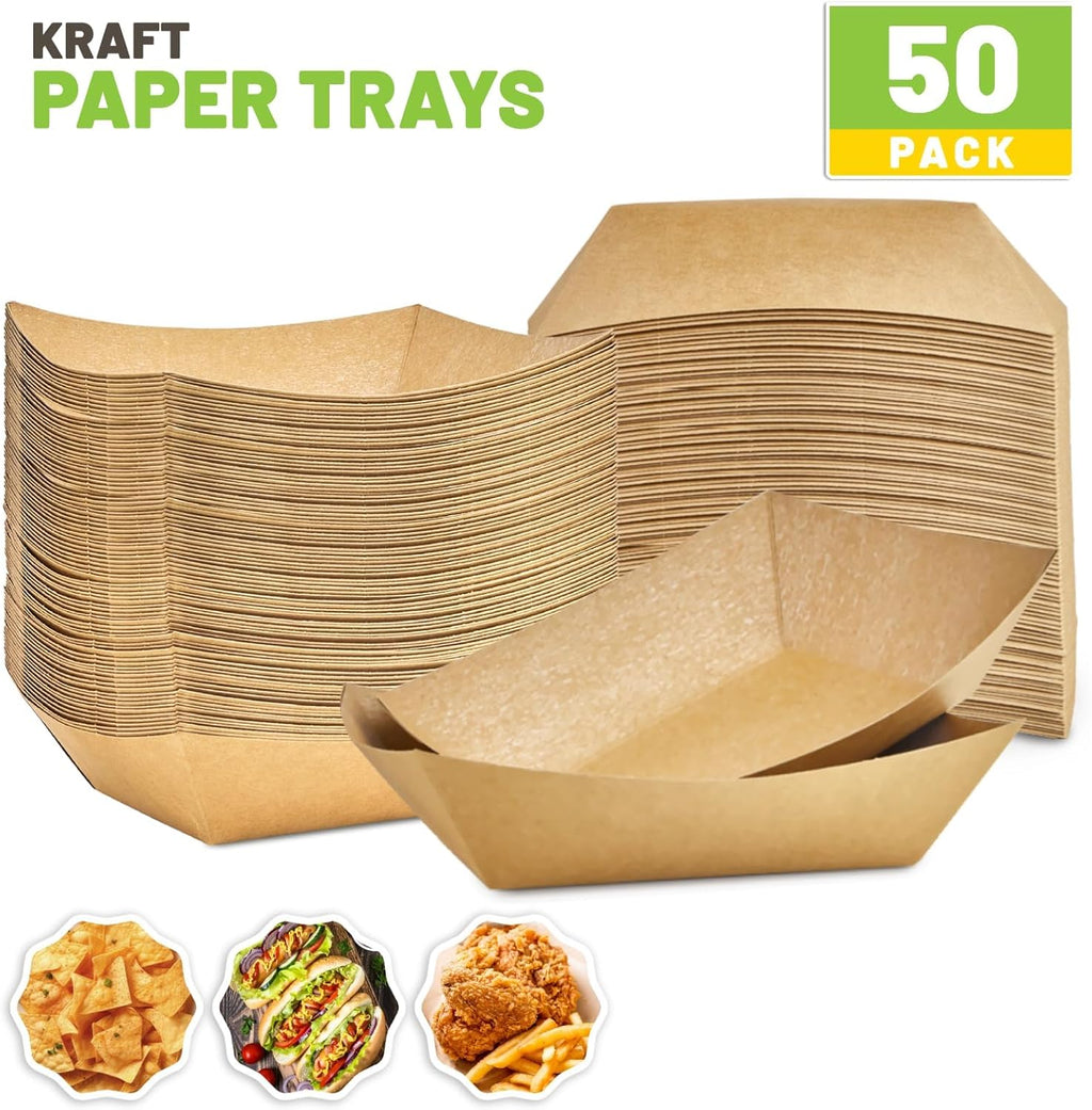 50 Pack 3 Lb Paper Food Trays