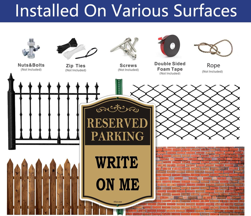 Reserved Parking Sign Custom Personalized Blank Write-On Metal Business 18" x 12" Sturdy Rust Aluminum Weatherproof