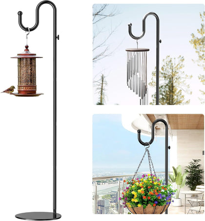 74" Shepherds Hook Stand: Hanging Bird Feeders, Plants, and Wind Chimes