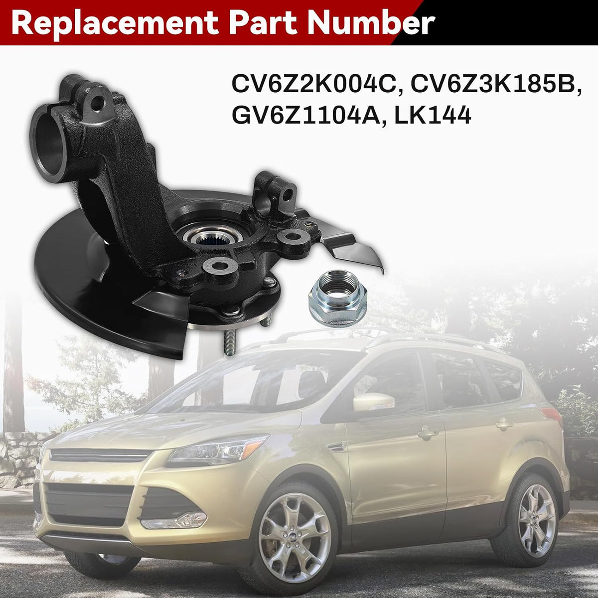 Front Right Wheel Bearing & Steering Knuckle Fit for Ford Escape
