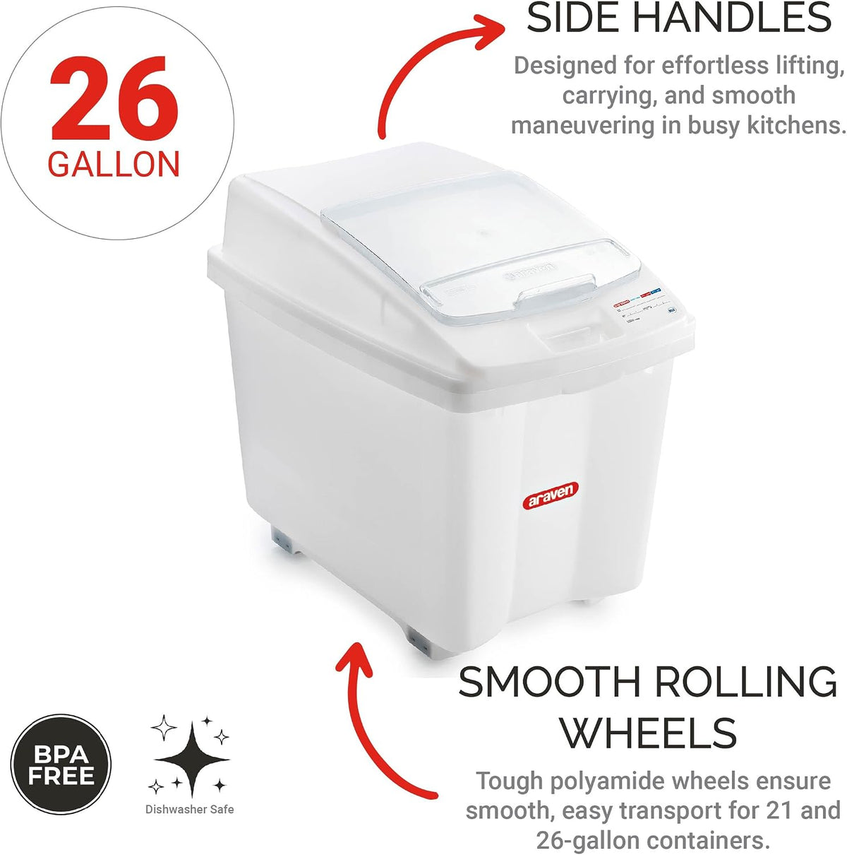 Ingredient Bin, Storage Container for Large Quantity Ingredients, Use in Commercial or Home Kitchen, 26 Gallons, 2