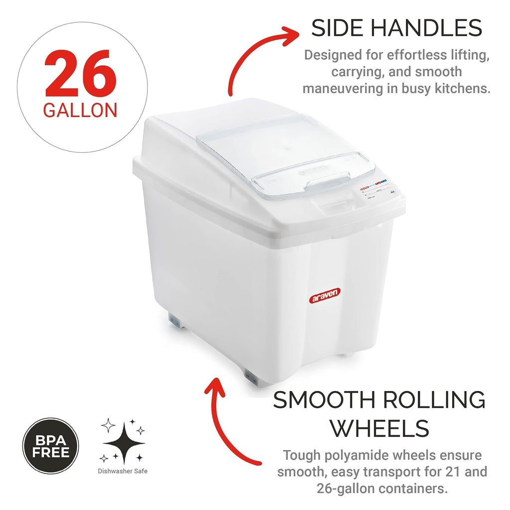 Ingredient Bin, Storage Container for Large Quantity Ingredients, Use in Commercial or Home Kitchen, 26 Gallons, 1