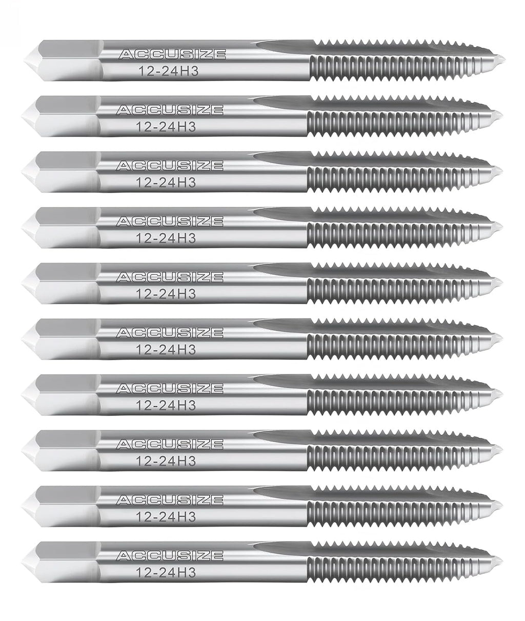 Accusize Spiral Point Tap 12-24NC H3 HSS 2-Flute, 10 Pc Set
