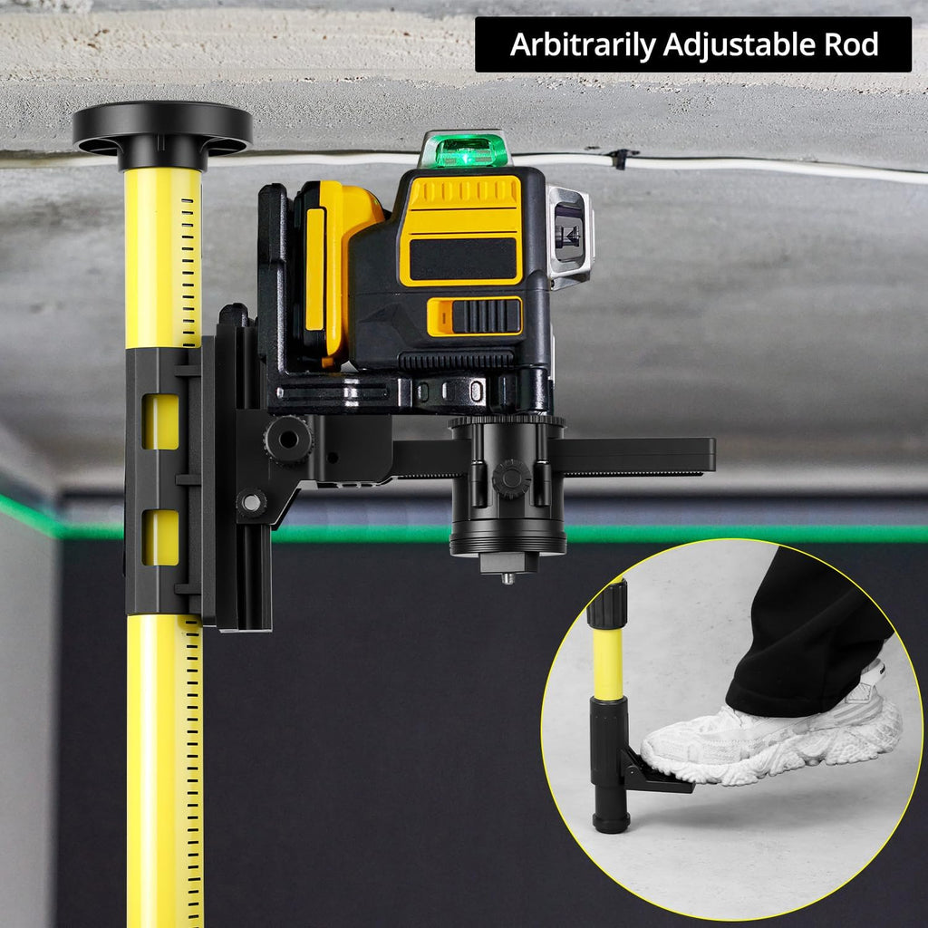 Laser Level Pole, 12 Ft./3.7M Adjustable Telescoping Laser Pole with Tripod, 1/4-Inch by 20-Inch Mount, Includes