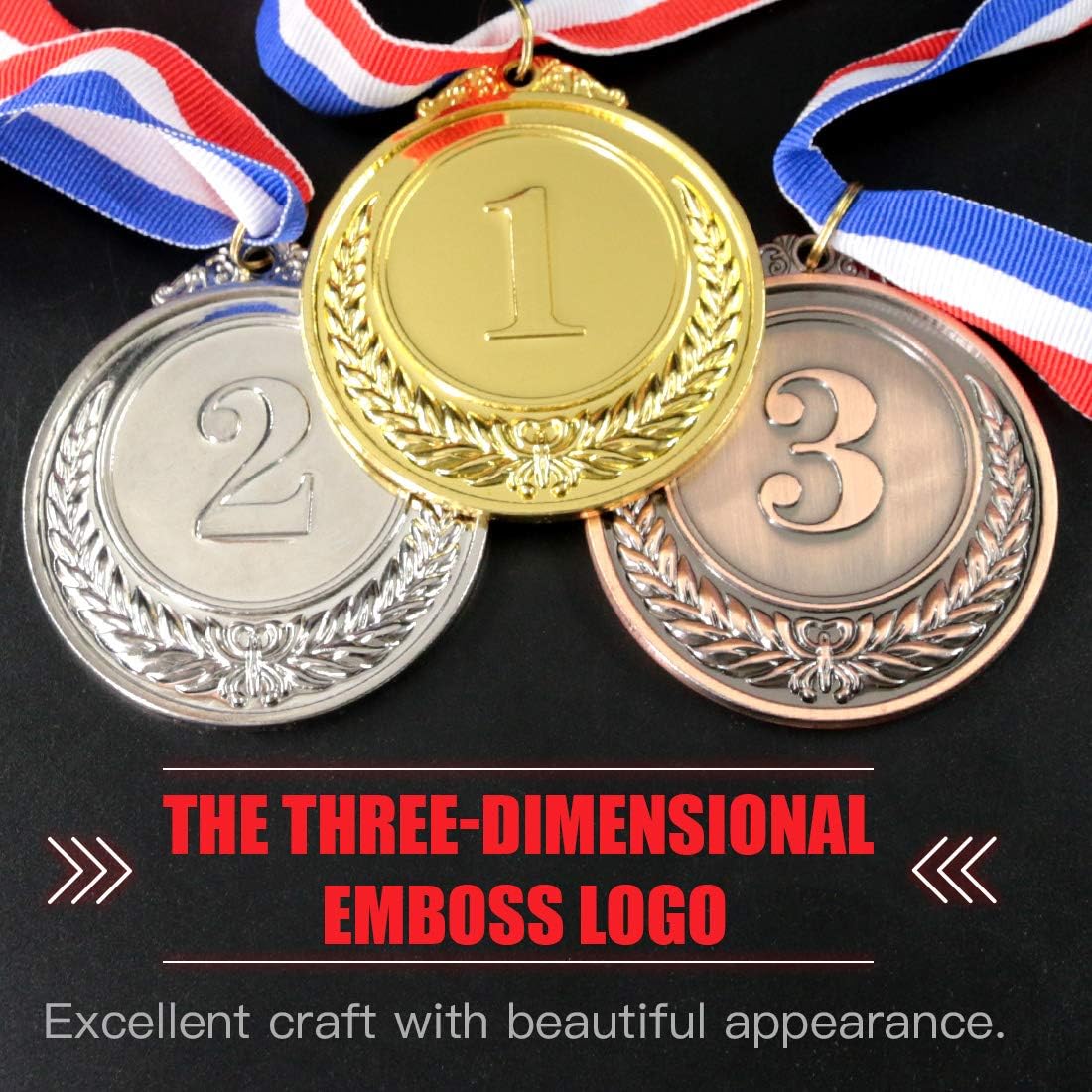 Gold Silver Bronze Award Medals with Ribbon Winner Awards Olympic Style for Kids School Sports Meeting Sports Events