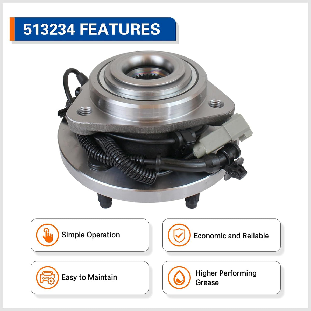 PAROD 513234 Front Wheel Bearing and Hub Assembly Compatible with 2005-2010 Jeep Grand Cherokee, 2006-2010 Commander (4WD RWD) 5 Lug w/ABS