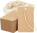Gift Tags with String Attached, 100 Pcs 1.9"x3.1" Brown Sale Price Tag, Rectangular Blank Kraft Paper Bags Marking
