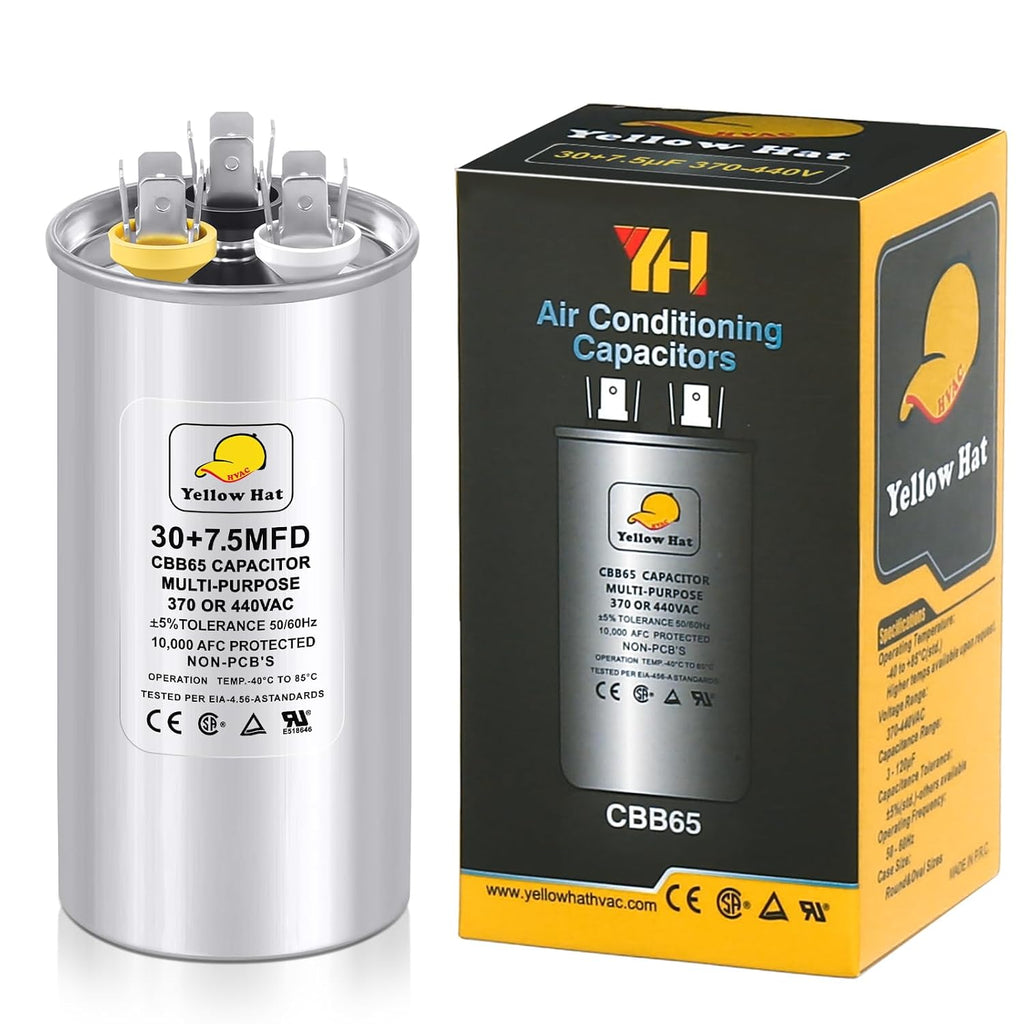 30+7.5 uF 30/7.5 MFD ±5% 370V/440V CBB65 Dual Run Round Capacitor for AC