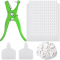 250 Pcs Blank Cattle Ear Tags with Pliers, Large White Plastic Tags