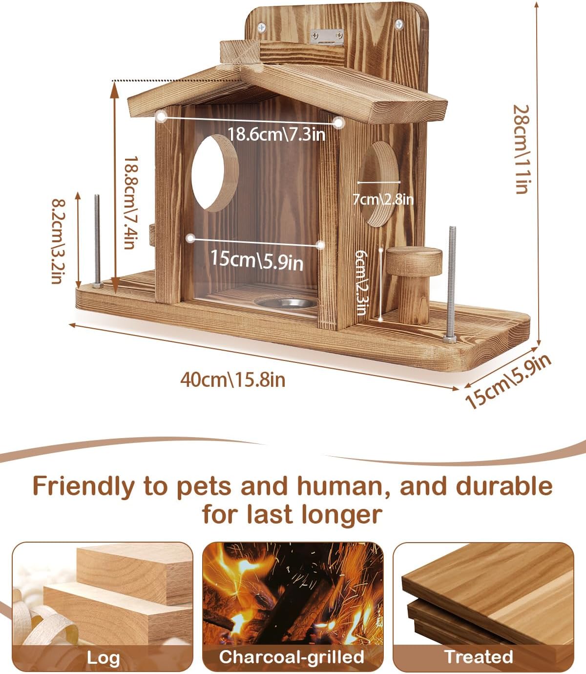 Squirrel Feeder for Outside, Durable Wooden Squirrel Feeder Platform, Funny Squirrel Houses Picnic Table, Squirrel