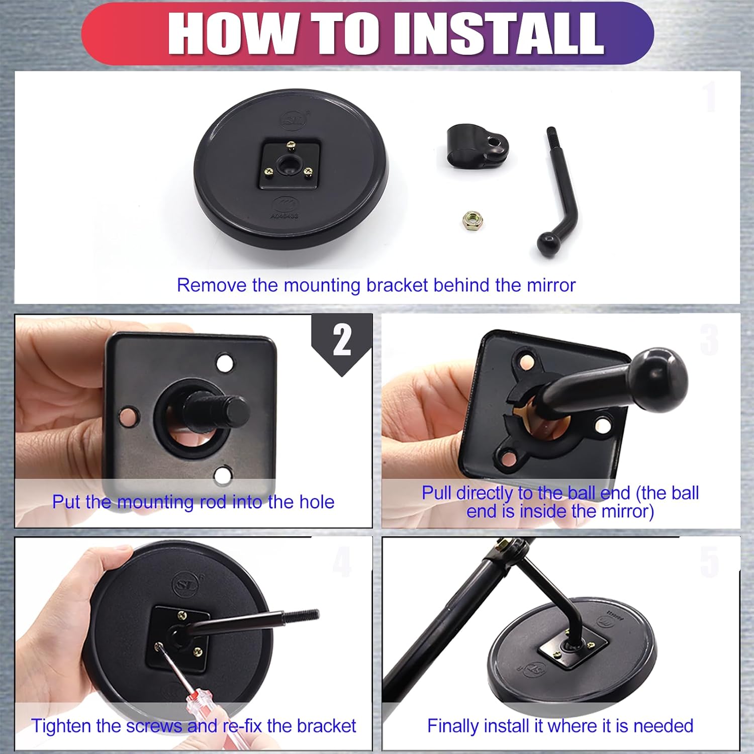 Convex Mirror for Truck with Bracket, Truck Blind Spot Mirrors Universal 360° Adjustable Round Spot Mirrors for