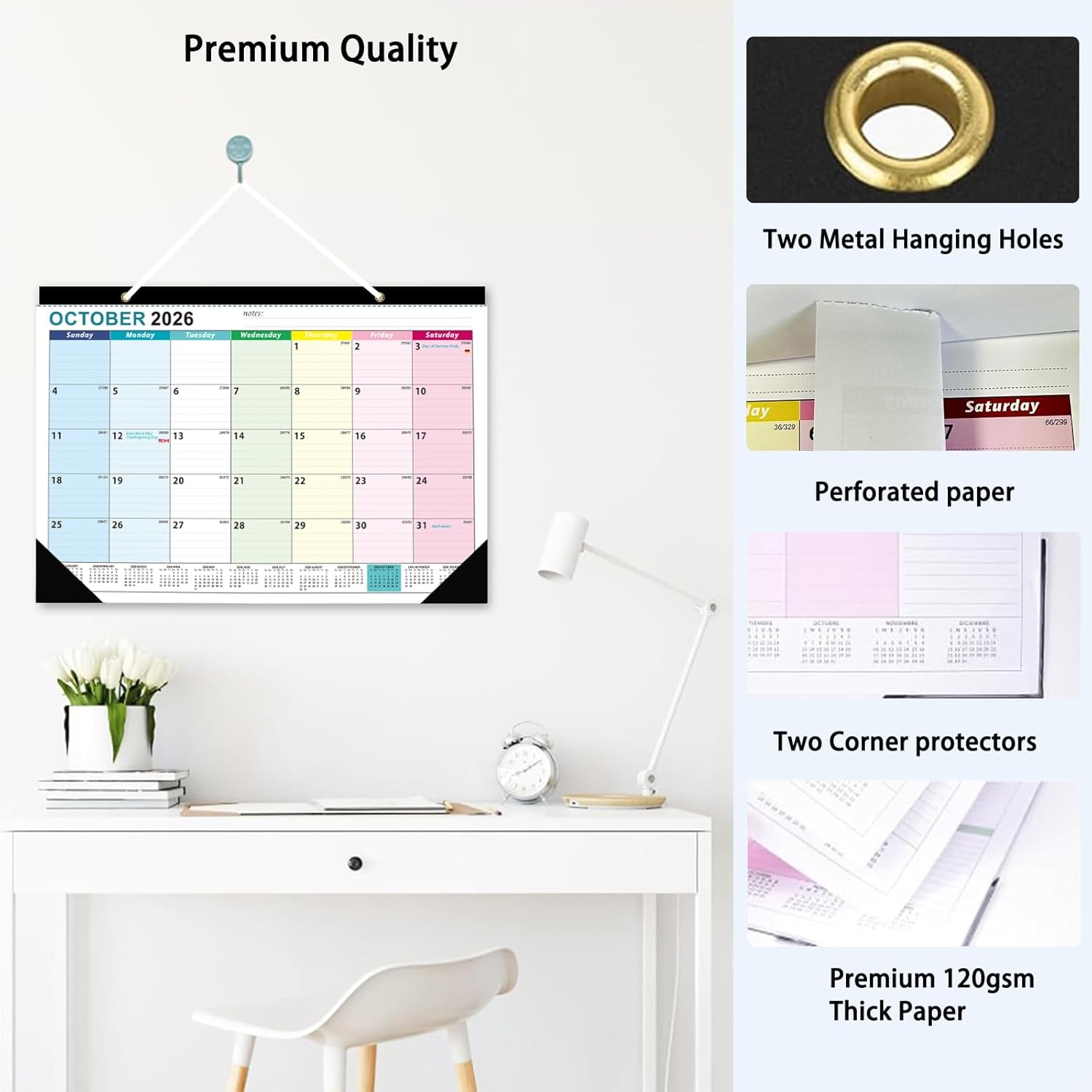 Desk Calendar 2026-2027 - 18 Month Desk Calendar july 2026-2027 Dec, 17" x 12", Large Desk Calendar with Thick Paper