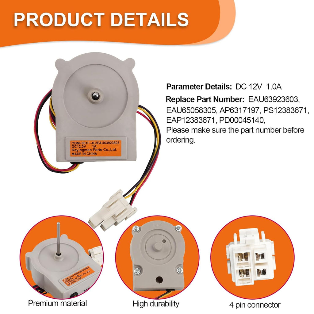 EAU63923603 Refrigerator Evaporator Fan Motor Assembly Compatible with LG