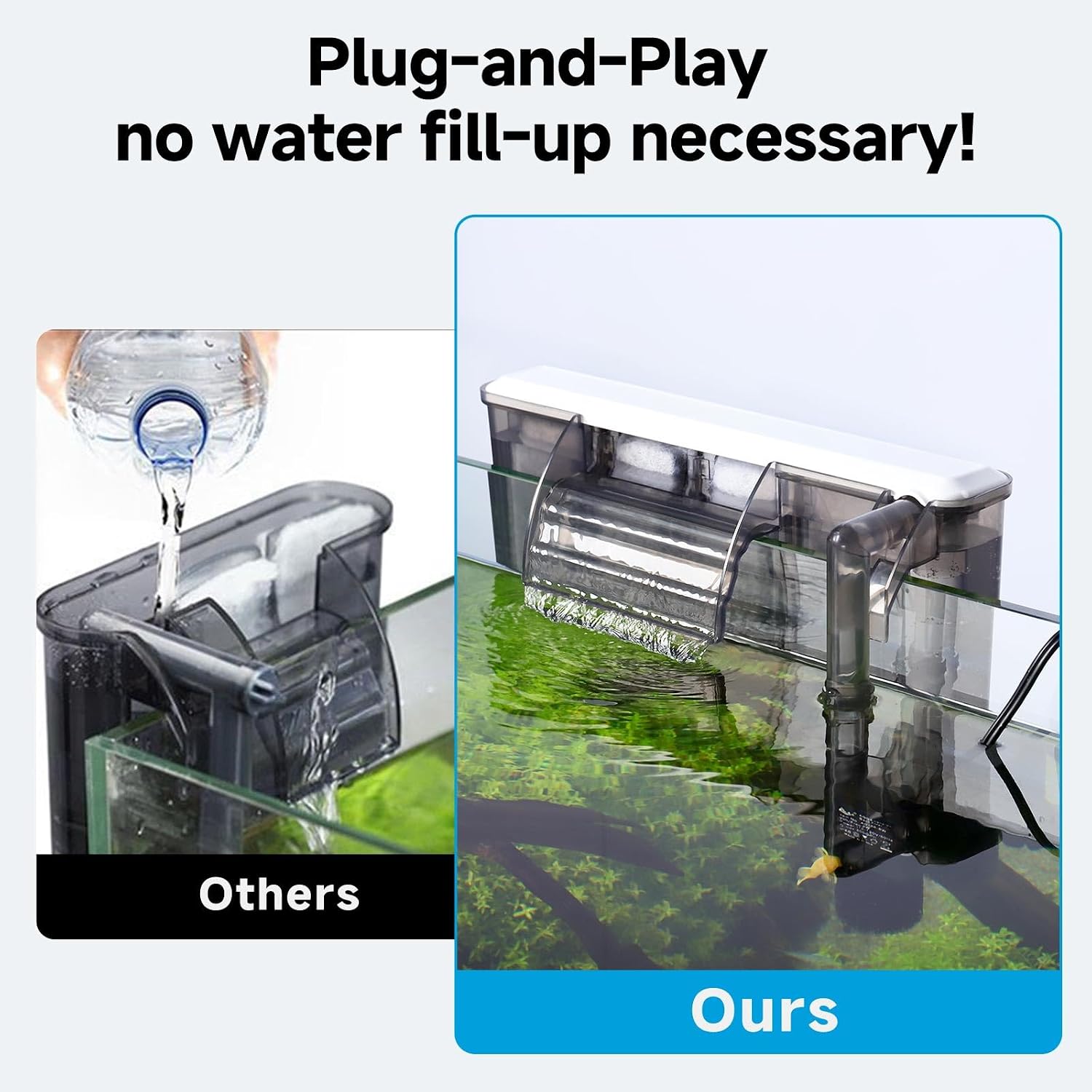 Quiet Hang on Back Aquarium Filter for 30-50 Gallon,Adjustable Flow | Auto Start Fish Tank Filters, Powerful
