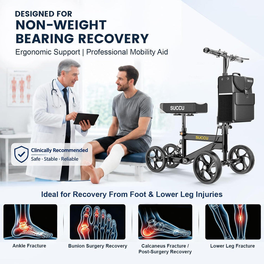 Knee Scooter for Adults for Foot Injuries, Foldable Adjustable Height