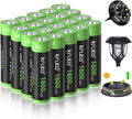 Rechargeable AA Battery Solar Batteries AA for Solar Lights 20 Pack | 1600mAh 1.2v NiMH AA Solor Batteries for