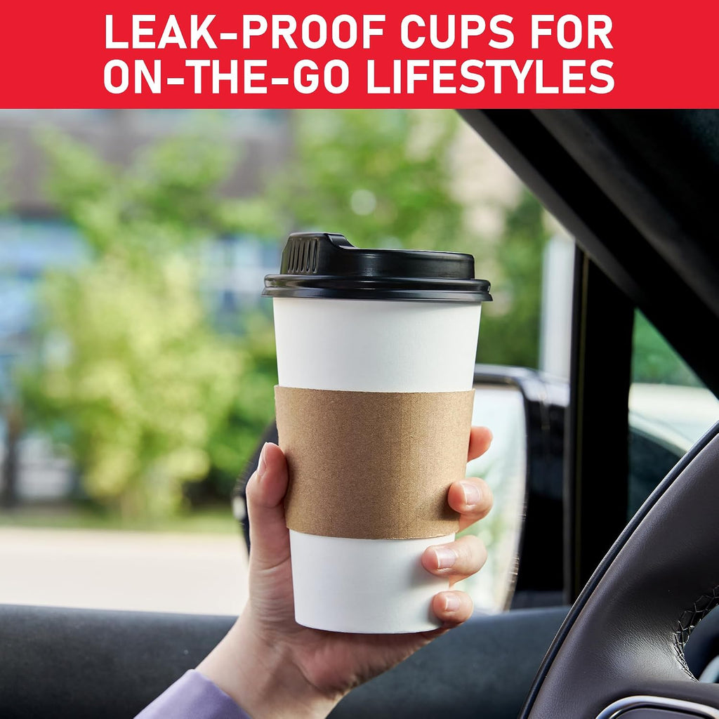 16 oz 100 Pack Coffee Cups with Lids and Sleeves