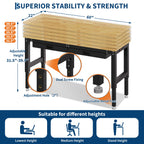 60" Adjustable Workbench, 3000 Lbs Capacity Heavy-Duty Work Bench Table