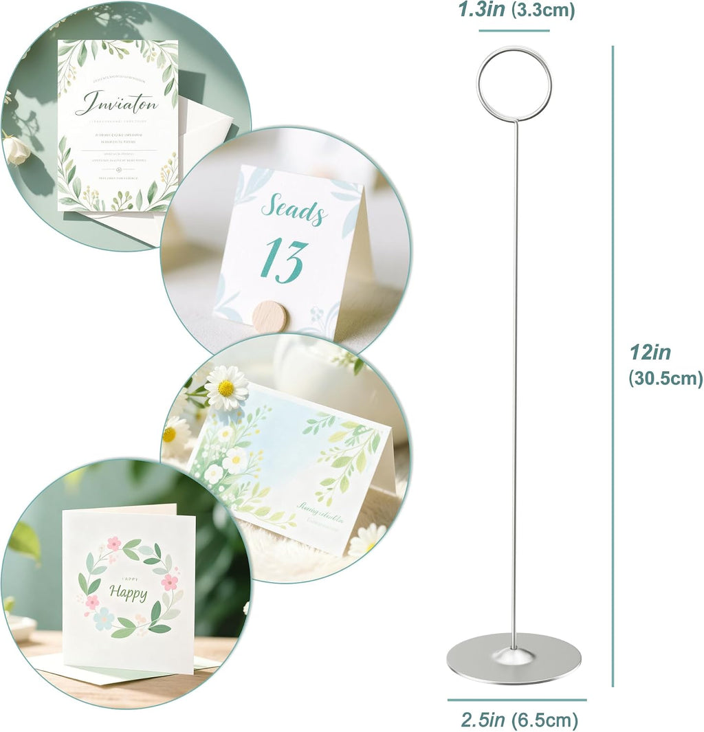16PK Place Card Holders 12 Inch Table Number Holders Table Card Holders Steel Card Holders for