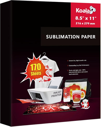 Sublimation Paper 8.5x11 Inches 170 sheets 105gsm for Tumblers Mugs | Apply for Personalize Light Colored T-shirts