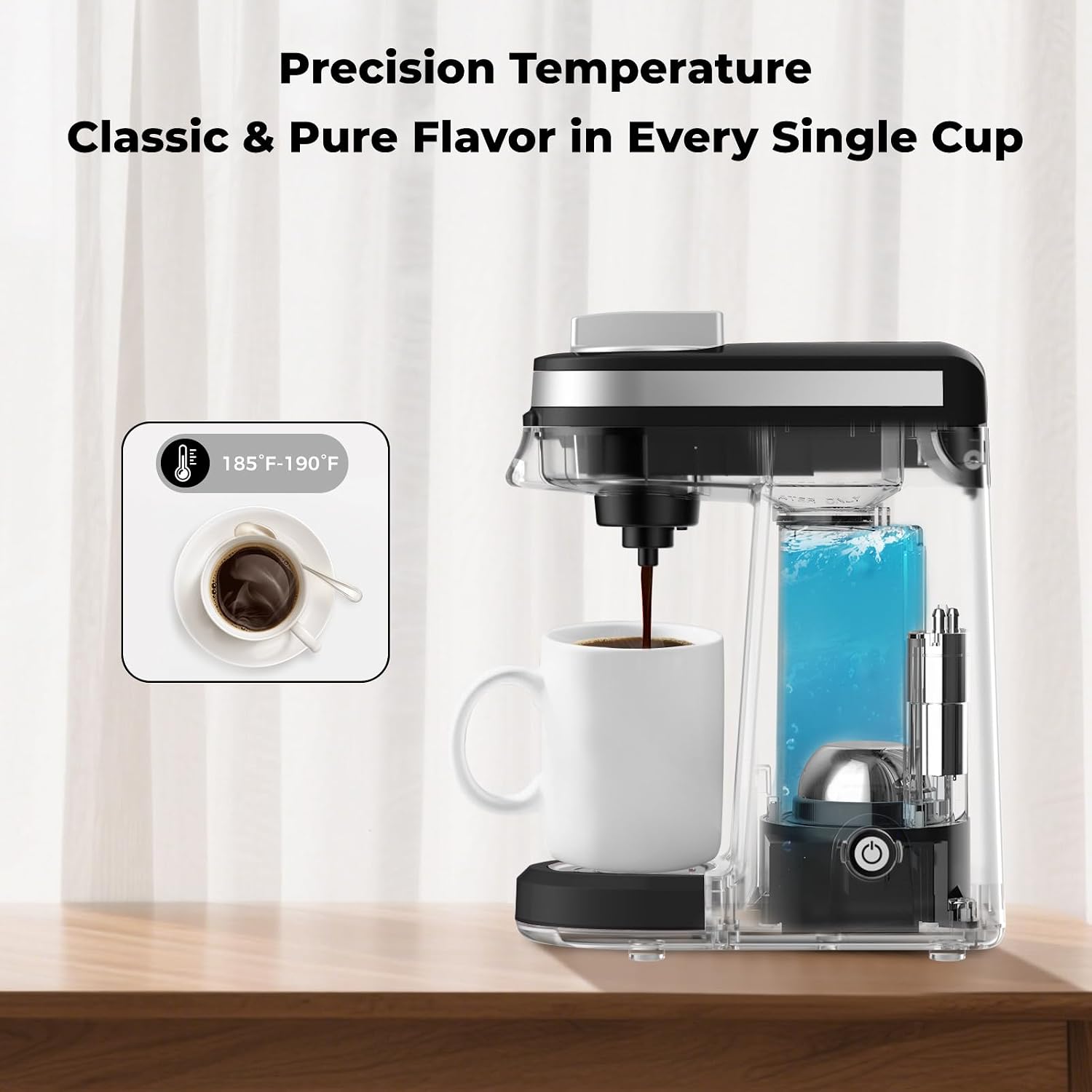 Mini Single Serve Coffee Maker for K Pod, Brew Up to 12oz Cup, Black | Fast-Heating Boiler System, Single Cup