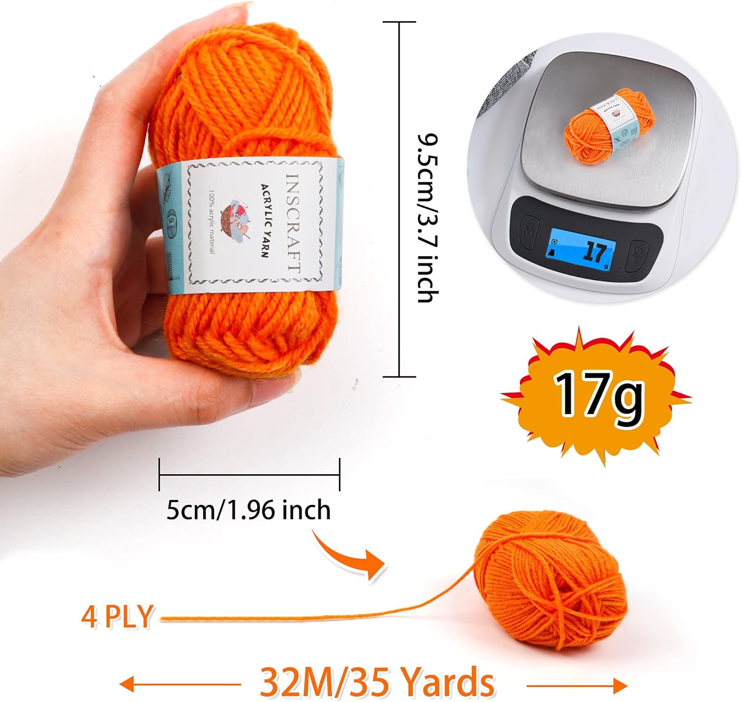 62 Acrylic Yarn Skeins, 2170 Yards Yarn for Knitting and Crochet, Includes 2 Crochet Hooks,2 Weaving Needles,10
