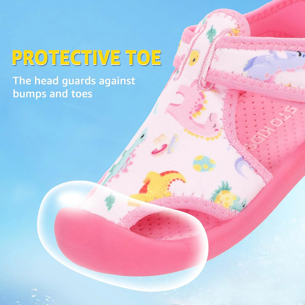 Kids Water Shoes Quick Dry Slip On Beach Swim Pool Sandals | Closed Toe, Non Slip, Lightweight, Water Park, Toddler