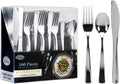 Plastic Cutlery Silverware Extra Heavyweight Disposable Flatware, Full Size Cutlery Combo, Polished Silver, 80 Forks